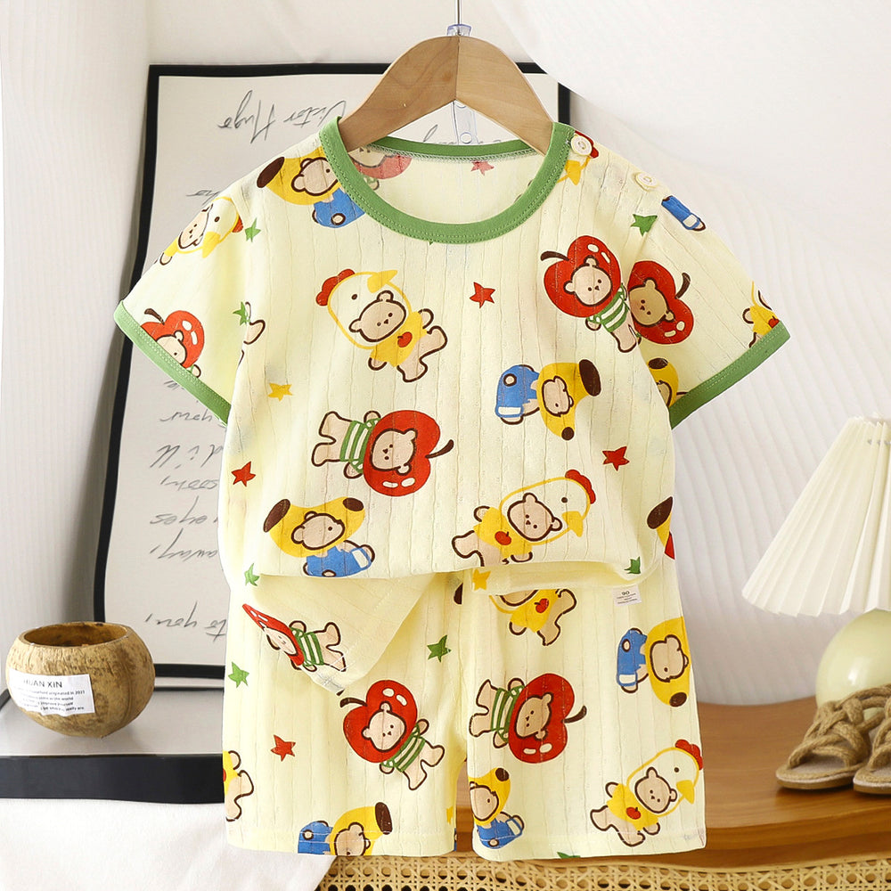 summer new arrivals: kids' short-sleeve and shorts sets - baby boys' and girls' t-shirt and shorts outfits, all-cotton wholesale
