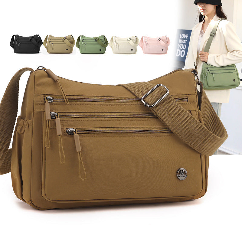 Foreign trade large-capacity casual women's bag 2025 new multi-compartment lightweight shoulder bag fashionable nylon simple messenger bag