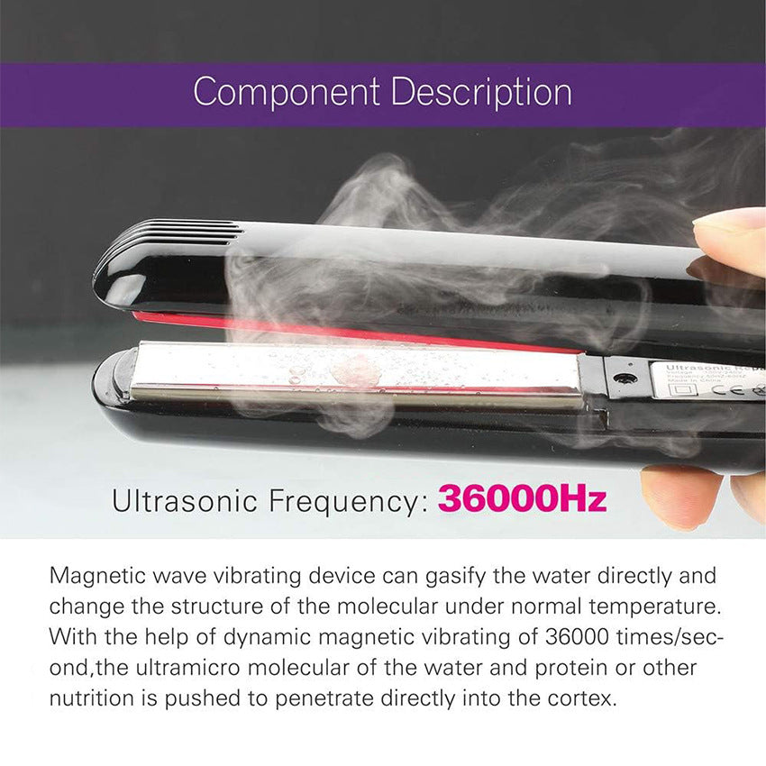Cross-border ultrasonic hair straightener infrared low temperature splint hair salon protein correction special straight clip curling iron