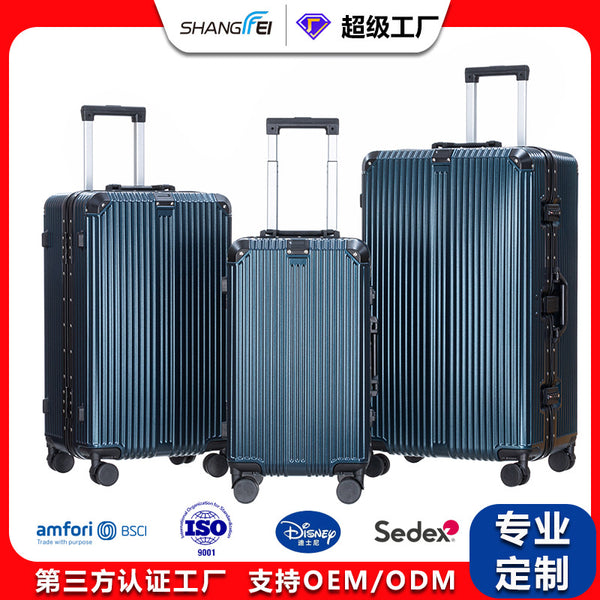 Wholesale new sports version aluminum frame suitcase three-piece customs password boarding case silent universal wheel trolley case