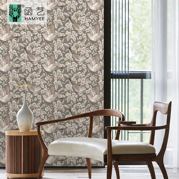 Hotel bedroom background wall renovation retro flower wallpaper self sticker with glue sticker PVC wall wallpaper wallpaper