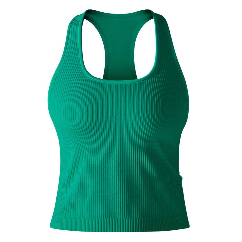 fashionpure color thread high elastic tight i-shaped long vest sports running fitness yoga wear tops for women