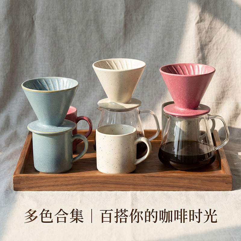 Retro japanese high-looking kiln-turned ceramic coffee filter stylish mocha coffee filter cup coffee powder filter