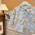 Boys' long-sleeve shirt - spring/autumn style - cartoon print - all-over print - casual cardigan - new suit collar top - outerwear