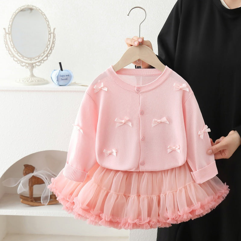 Girls' air conditioning cover-up,  new summer lightweight sun protection cardigan, stylish children's open front outerwear, princess dress set