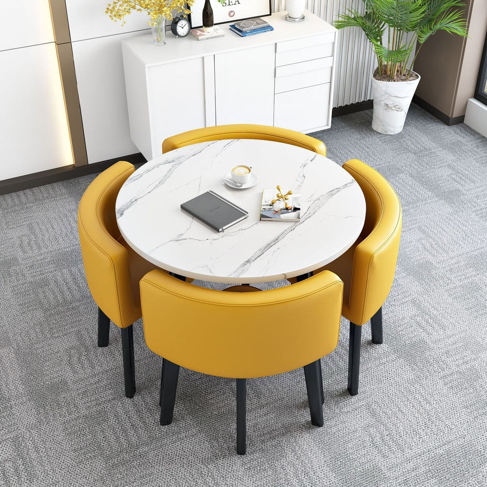 Collapsible dining table for home, small apartment, apartment, restaurant, shopfront negotiation table and chair set, reception round table
