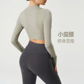 Women's yoga top - compression fit, sleeveless, no padding, long sleeve t-shirt, workout top, crop top for defined abs - daw173