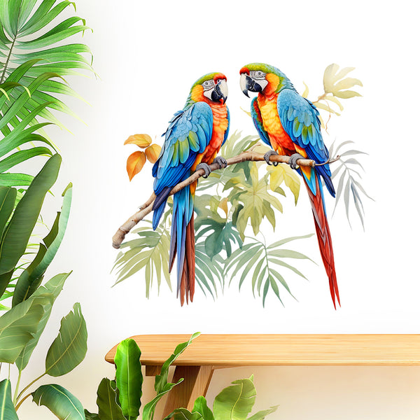 two parrots stand branch creative sticker for home decoration wall ceiling beautiful sticker