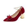 Red wedding shoes for women, spring 2023 new collection, bridal shoes, chunky heel toasting shoes, comfortable for pregnant women, convertible style