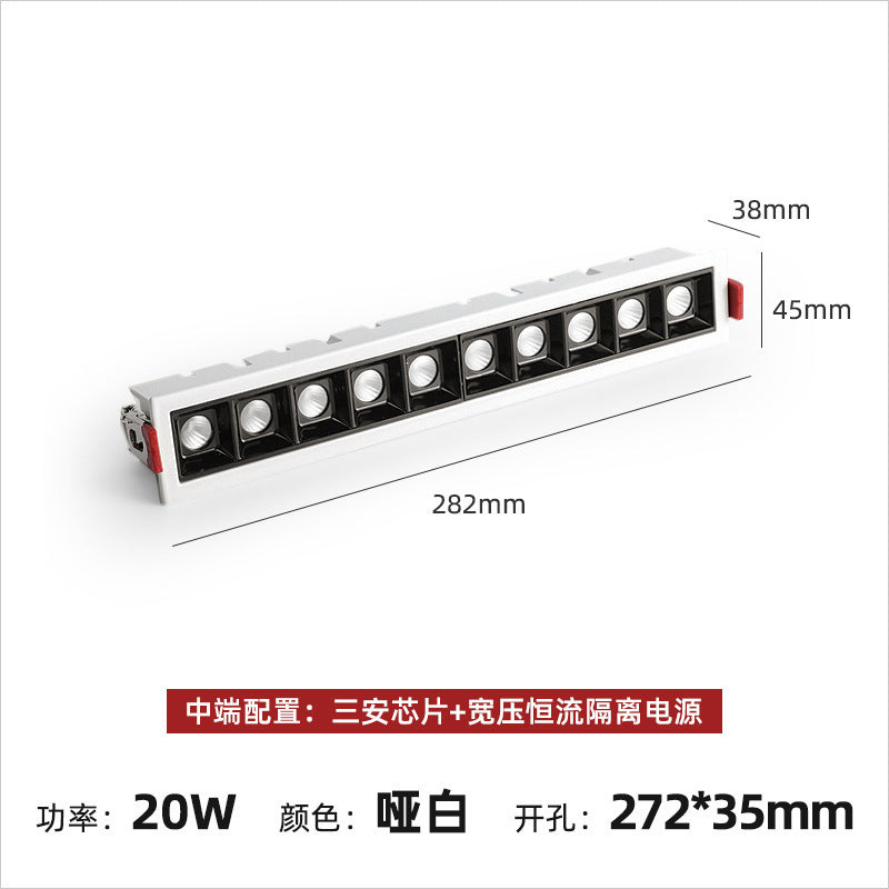 Embedded grille line light led strip spotlight ceiling light Zhongshan lighting corridor living room without main light lighting