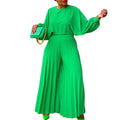 C8531 european and american style cross-border summer loose plus size casual shirt top and wide leg pants two-piece set - wholesale outfit