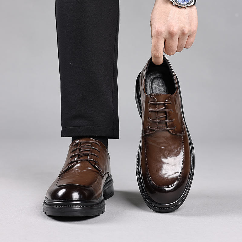Genuine leather men's dress shoes - business casual, soft sole, soft upper, new formal shoes for work, everyday wear, groom, and wedding
