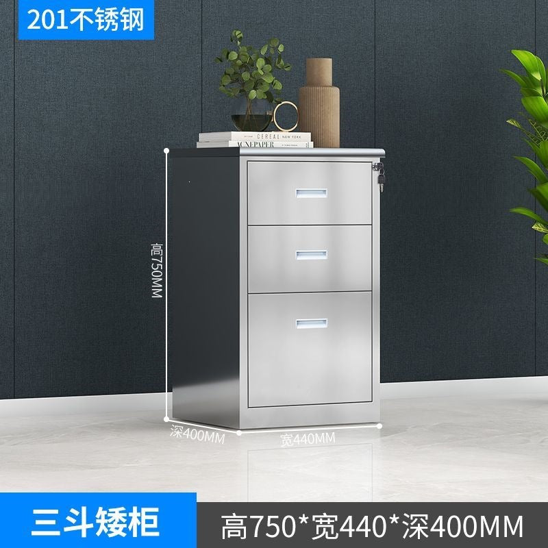 Stainless steel low cabinet office file cabinet document storage cabinet tool organizer cabinet cupboard drawer with lock filing cabinet