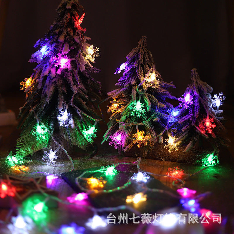 Factory wholesale LED lanterns snowflake flakes string lights wedding festival Christmas tree pendant atmosphere decoration flash lights
