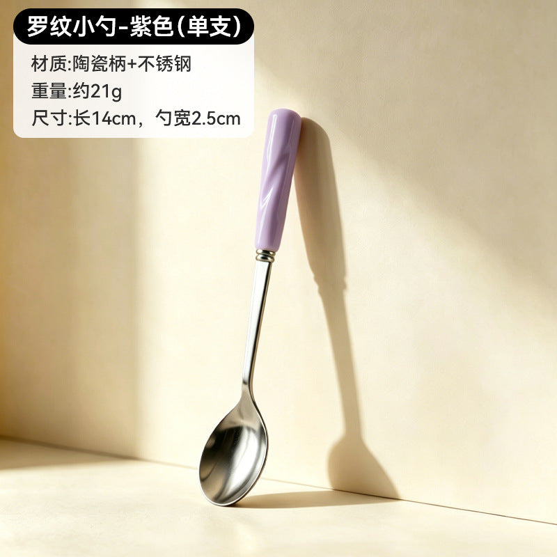 304 food grade stainless steel twisted fruit fork set creative colorful storage cup ceramic cup holder wholesale