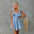 Amazon fashionexport cross-border independent station women's summerfashioncasualfashionbackless denim dress