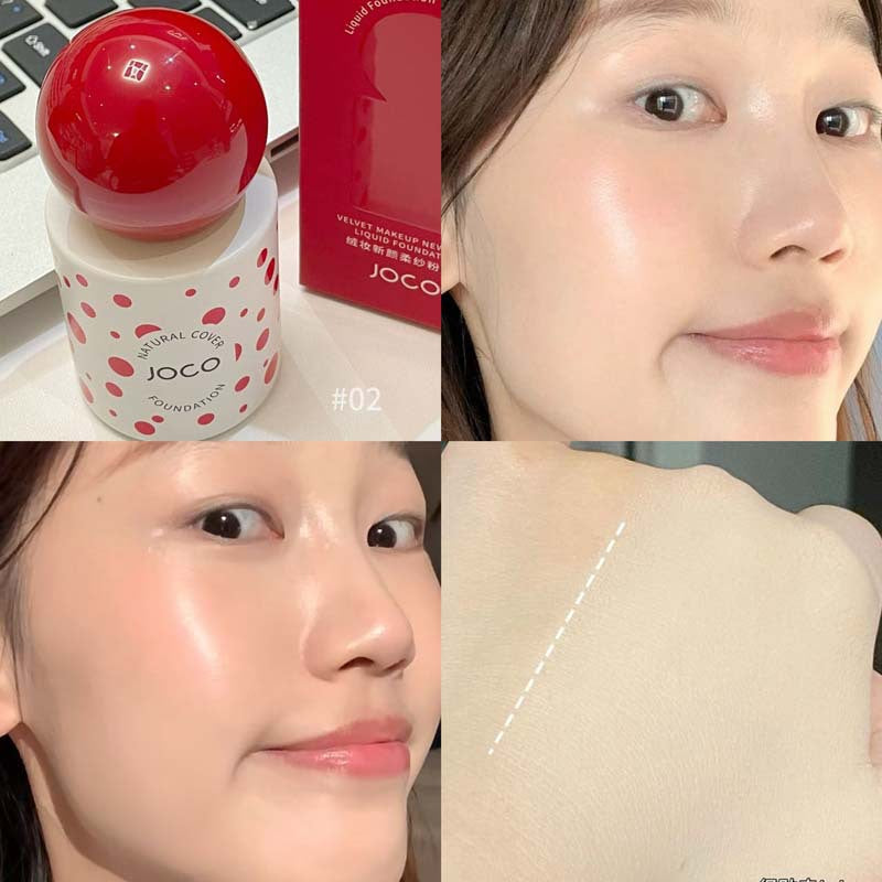 JOCO fleece makeup new face soft yarn foundation, clear concealer, waterproof and sweat-proof, not easy to take off makeup, student party affordable foundation