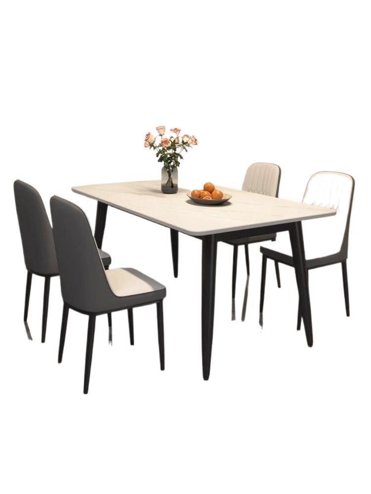 Rock slab dining table and chair combination dining table for home small apartmentaccessible luxury living room dining table rectangular modern marble casual