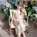 Girlsuitfrenchniche style spring and summer new arrivalheavy industrycut outembroiderwhitestraight-leg pantsfashionloose pants