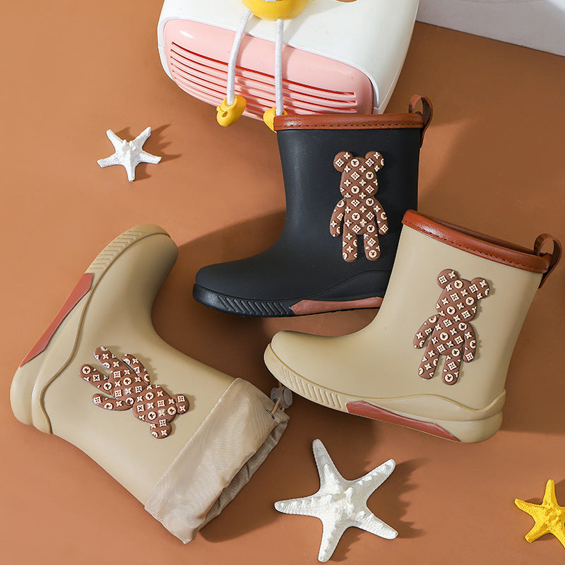 2024 new children's bear rain boots, unisex kids' rain boots, non-slip waterproof baby cartoon student water shoes wholesale