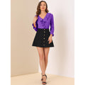 Amazon fashion ruffles chiffon long sleevesshirt women's  spring new arrival pure desire v necktops women