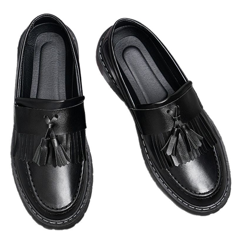 Men's leather dress shoes - versatile business style, breathable british casual design for spring/summer 2024. perfect for work, weddings, groomsmen, and height enhancement