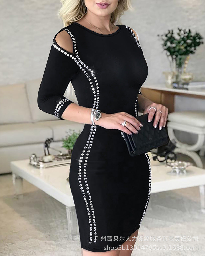 Spot   fashion European and American women's clothing, European and American new color matching dresses-HDZ0136/LZ3189