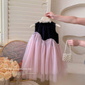summer girls' tank dress - new stylish color block mesh princess dress for baby girls