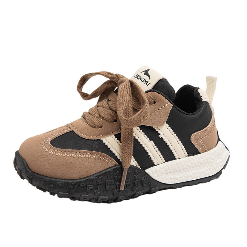 Children's sports shoes 2025 spring new boys and girls fashion color matching Forrest Gump shoes Korean version of casual trend German training shoes