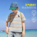 Kids' short-sleeve summer outfit : stylish lightweight summer shirt for boys, baby polo shirt with pony stripes, boys' single top