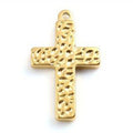 European and american new style minimalist hammered cross pendant necklace - vintage niche stainless steel cross jewelry