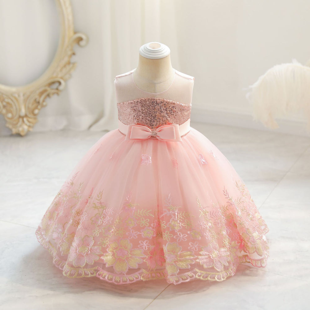 European and american style children's formal dress - peach blossom princess dress for baby girls - first birthday dress - baby dress