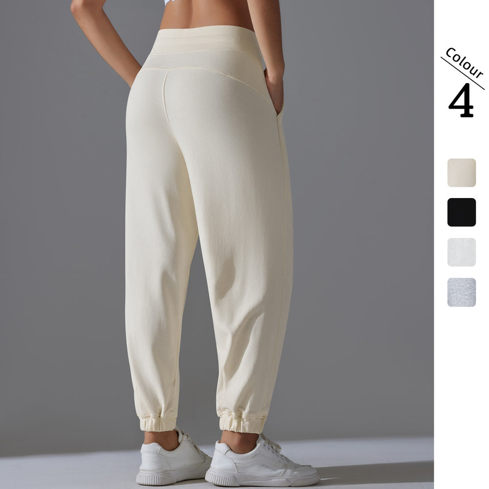 New drawstring solid color high-elasticity athletic sweatpants - breathable, loose-fit yoga pants for women, perfect for training, running, and fitness - ankle length