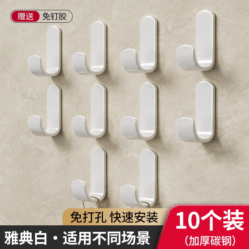 Solid hook, no need to drill holes, strong adhesive, load-bearing, traceless kitchen door, bathroom clothes hanger, sticky hook wardrobe