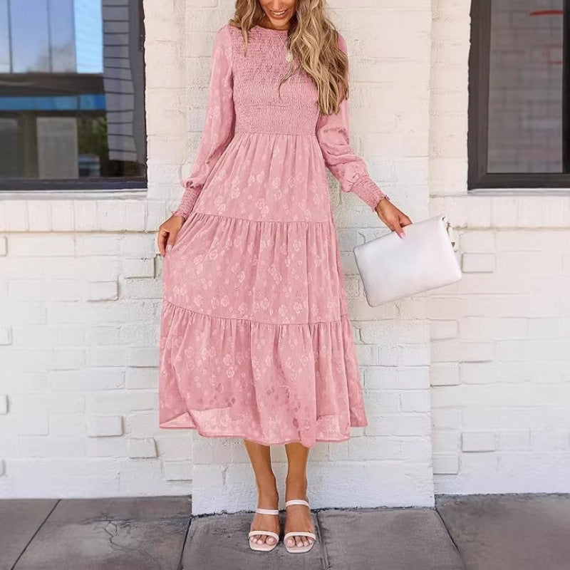 Amazon fashion elegant floral long sleeve dress women's  spring new arrival - graceful and flowy