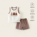 Baby summer suit thin baby clothes boys and girls outing jacquard separatespure cotton vest shorts kids