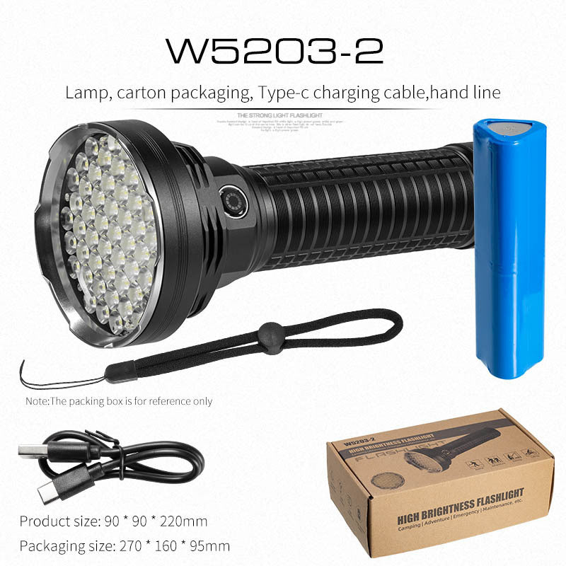 Cross-border new explosive laser cannon strong light flashlight Type-C charging high power high capacity LED flashlight