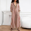cross-border european and american women's clothing: summer dress for women, casual everyday loose striped v-neck dress