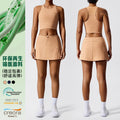 eco-friendly fabric sports skirt with built-in bra, compression yoga skirt, outdoor golf fitness tennis set