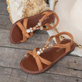 new cross-border e-commerce  dropshipping manufacturer wholesale women's bohemian floral rhinestone flat sandals