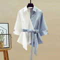 european and american women's spring outfit: two-piece set featuring a slim-fit denim and shirt-look top