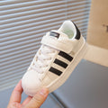 Sneakers with shell toe  spring and summer boys and girls leather patch bottom velcro small and medium-sized children's campus shoes patchwork style