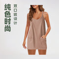 cross-border  hot-selling women's solid color fashion casual double pocket knitted dress