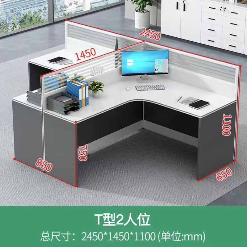 Customizable office desk and chair set - modern minimalist 3-seat office desk for accounting and finance offices