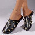 summer new metal studded sandals soft sole comfortable mules slides outdoor casual closed-toe half slippers