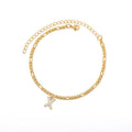 Minimalist micro-paved zircon stainless steel chain letter couple bracelet - 26 english alphabet pendant - lightweight luxury niche design