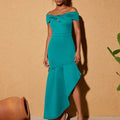 Solid color slim-fit fashion one-shoulder asymmetrical hem maxi dress evening gown - wholesale cross-border fashion, european & american style, special price