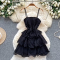 Tea break frenchsense of design tie back square collar small flying sleeves waist backless straps slimming lookelegant gentle wind dress