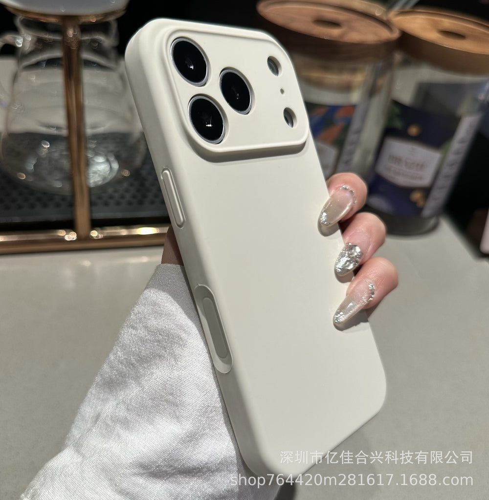 Suitable for apple 17promax fine hole liquid silicone mobile phone case 15iphone16 pure color anti-fall integrated buttons