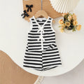 Girls' striped knit two-piece set: v-neck sleeveless tank top and loose-fit shorts - summer casual outfit